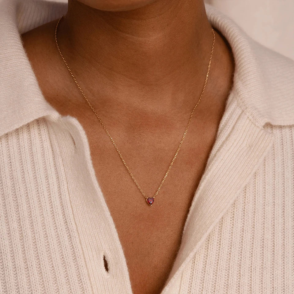 Collier pierre de naissance en coeur Anima