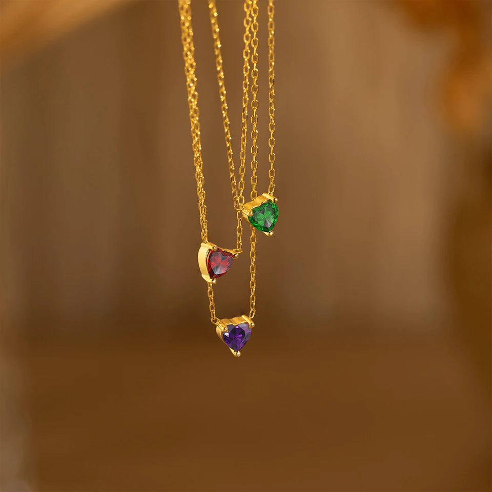 Collier pierre de naissance en coeur Anima