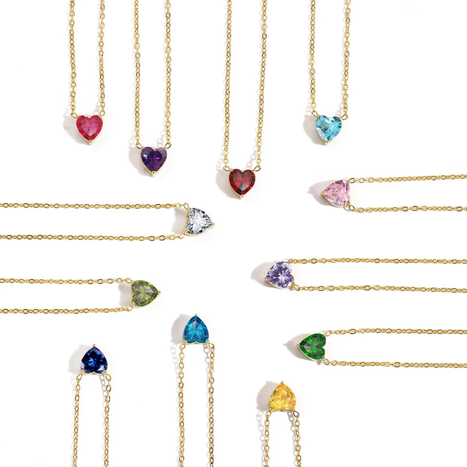 Collier pierre de naissance en coeur Anima