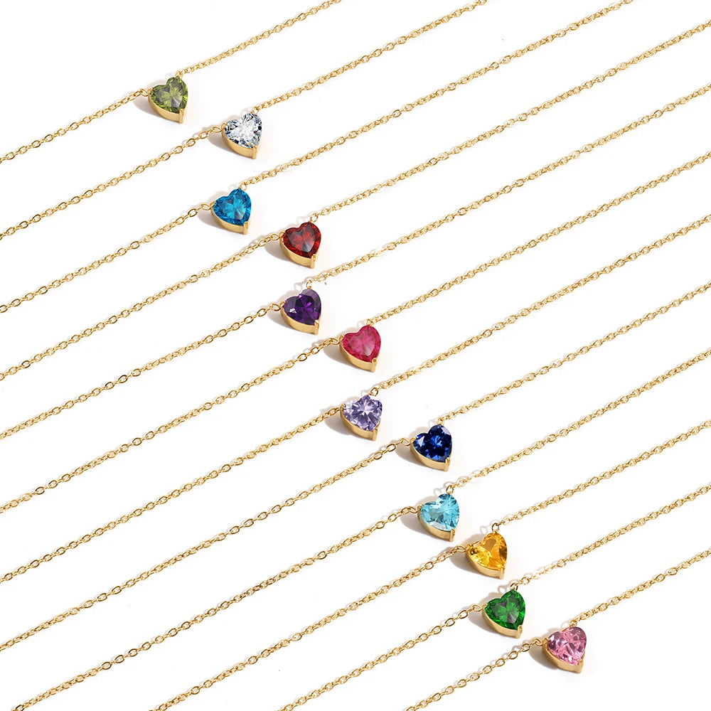 Collier pierre de naissance en coeur Anima