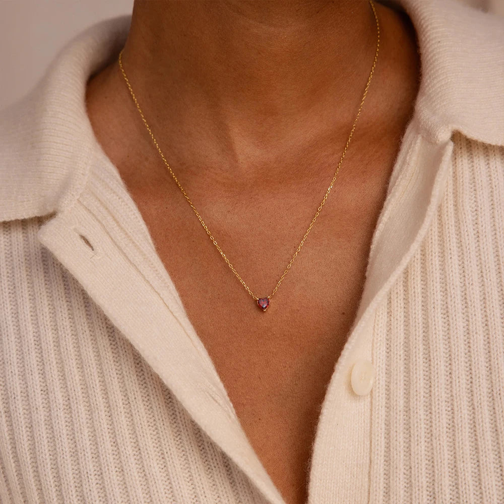 Collier pierre de naissance en coeur Anima