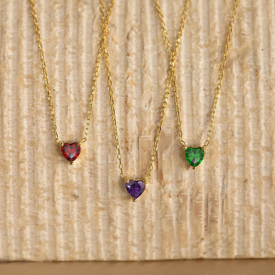 Collier pierre de naissance en coeur Anima