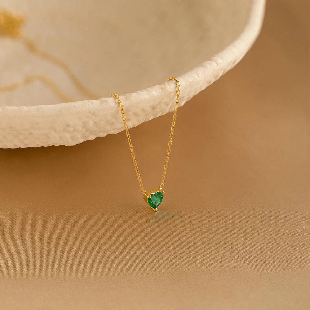 Collier pierre de naissance en coeur Anima