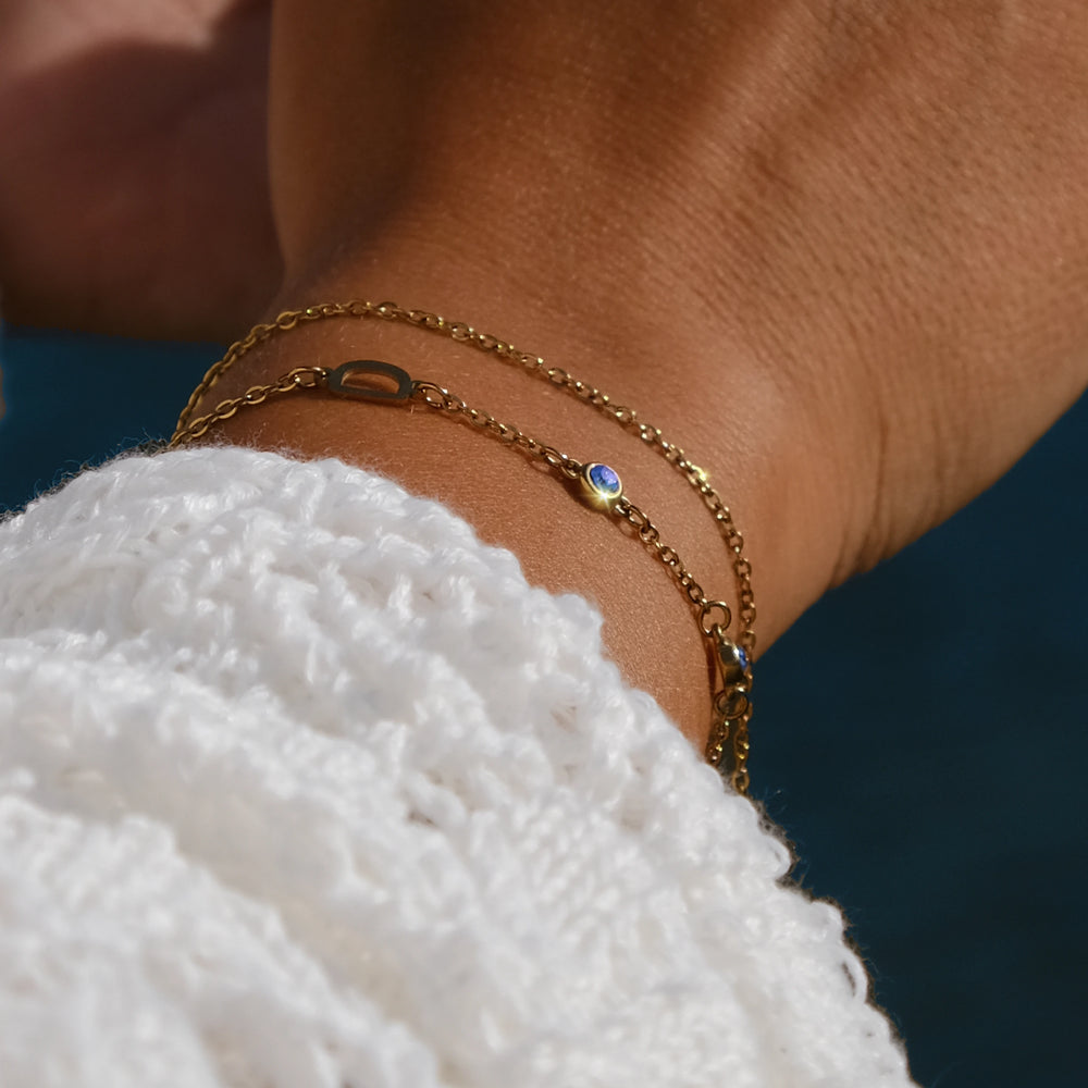 Bracelet initiales et pierres de naissance Laura