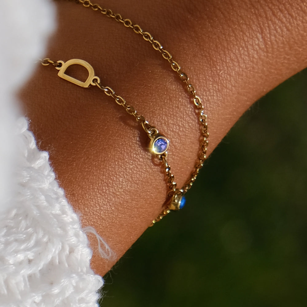 Bracelet initiales et pierres de naissance Laura