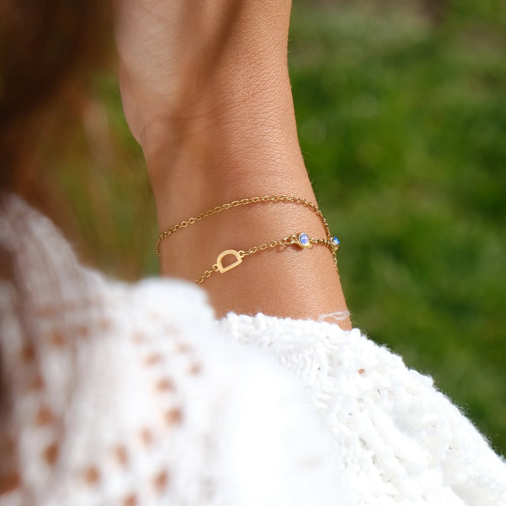 Bracelet initiales et pierres de naissance Laura