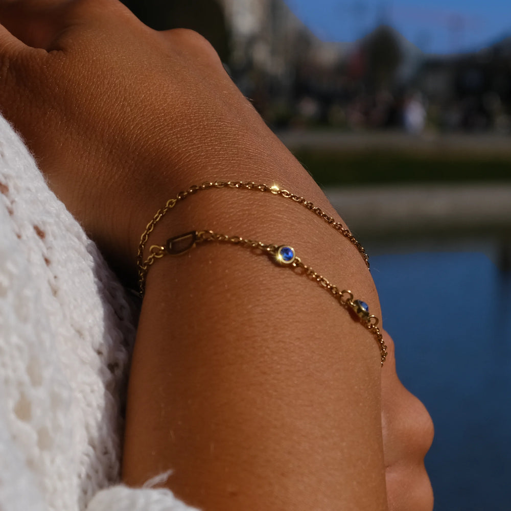Bracelet initiales et pierres de naissance Laura