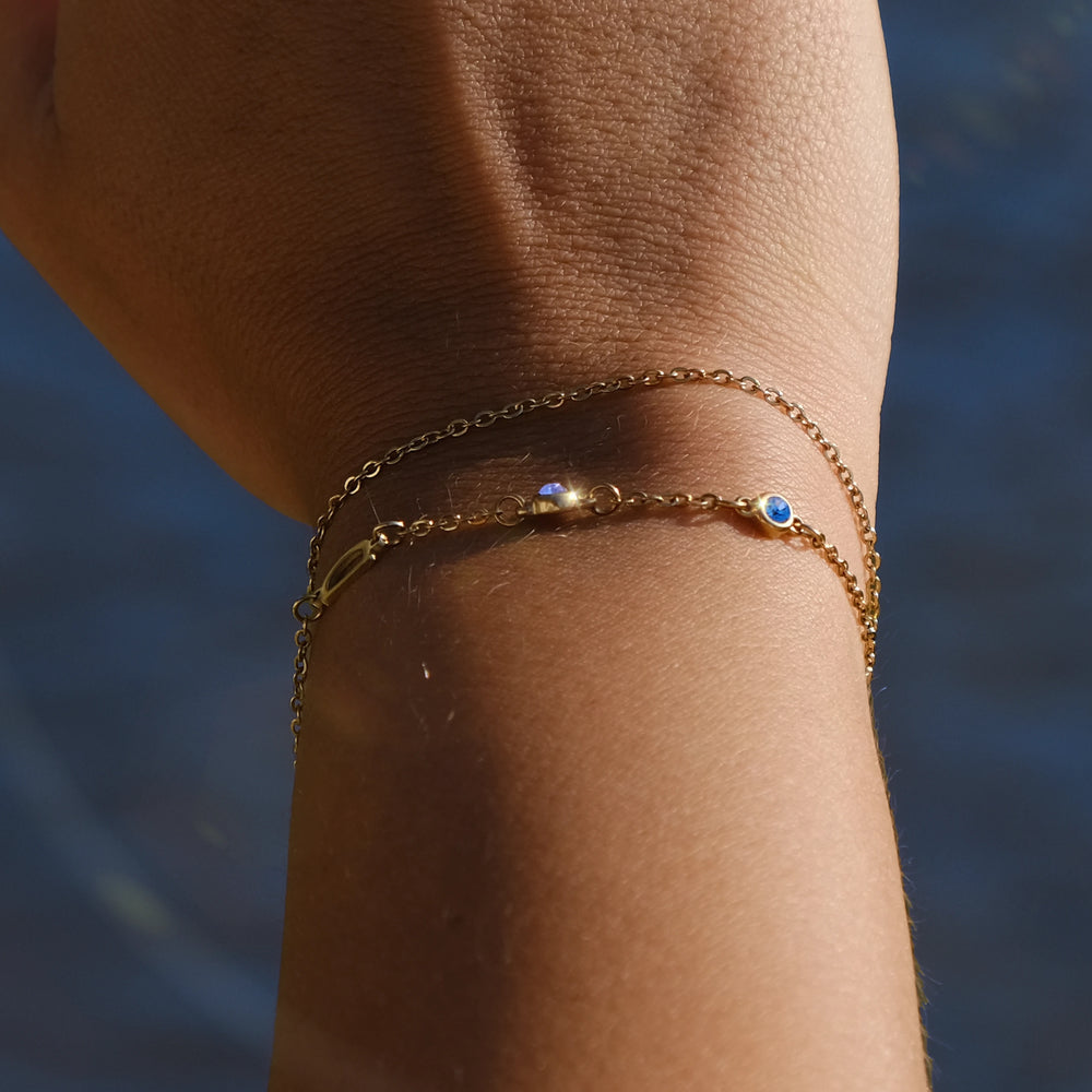 Bracelet initiales et pierres de naissance Laura