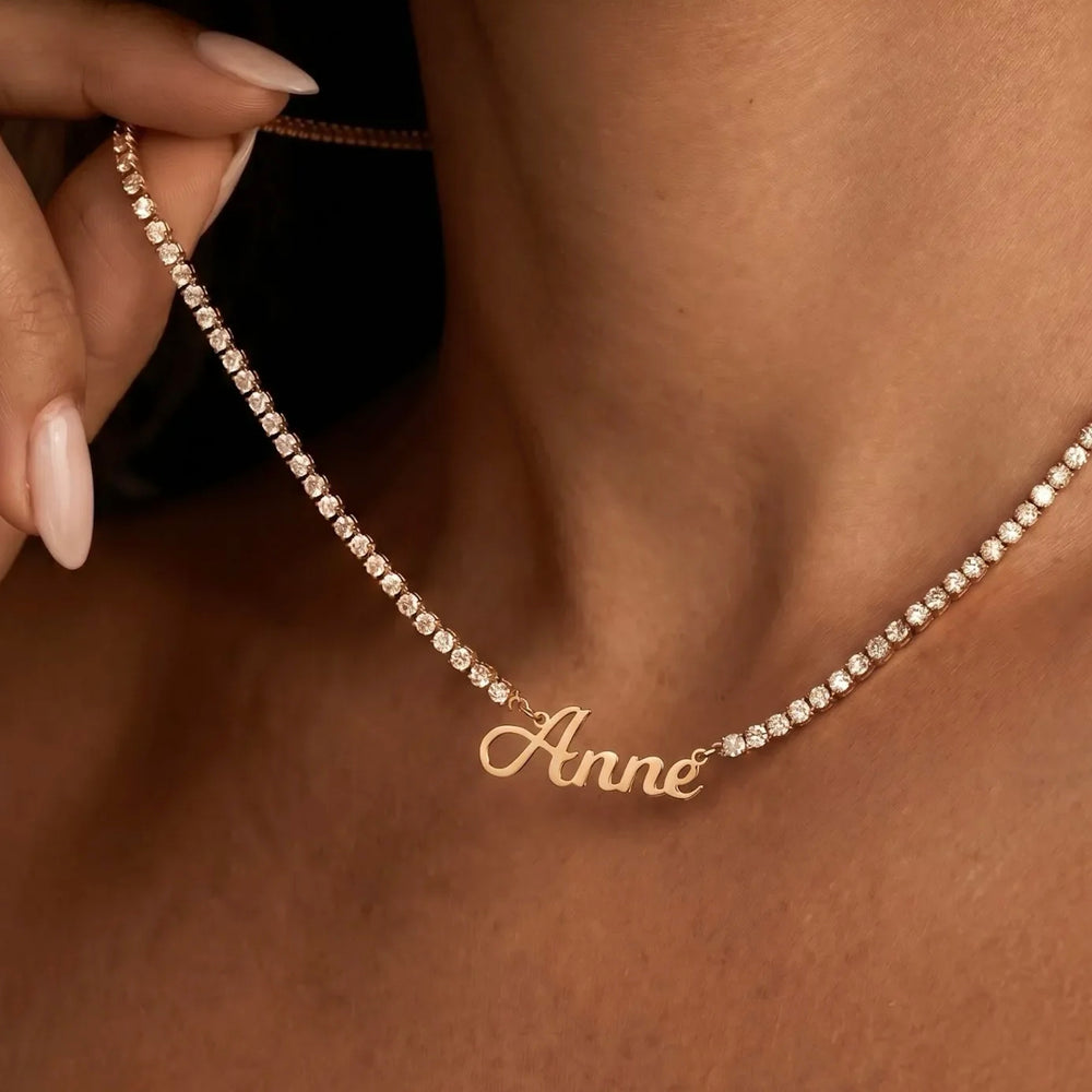 Collier serti prénom personnalisé Kendall