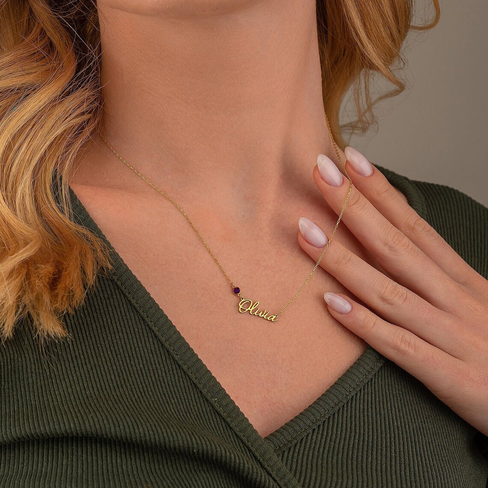 Collier personnalisé et pierre de naissance Lolita