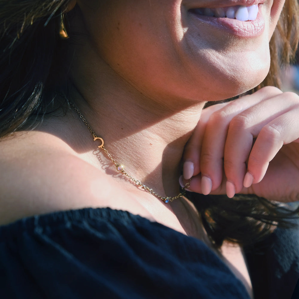 Collier initiales et pierres de naissance Laura