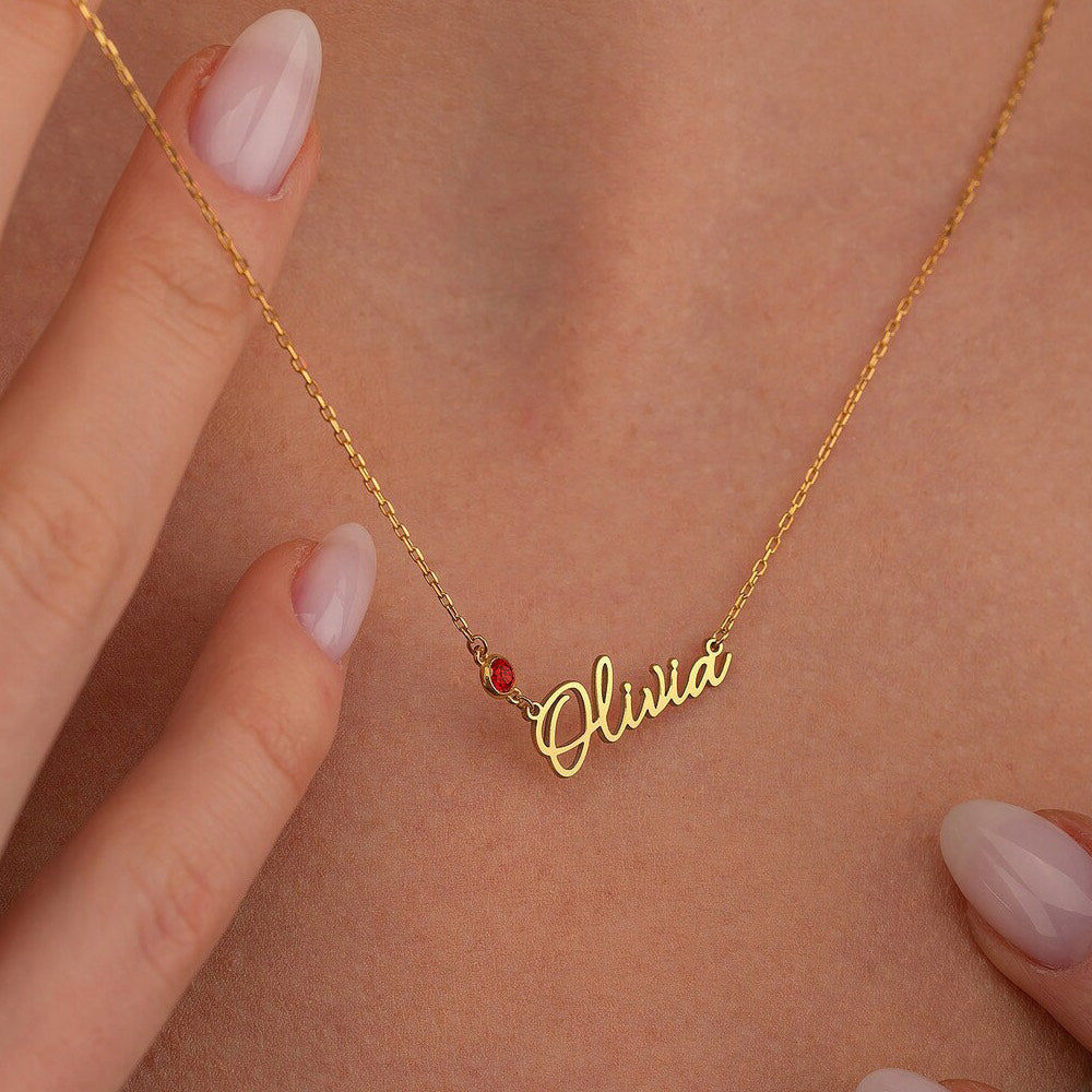 Collier personnalisé et pierre de naissance Lolita
